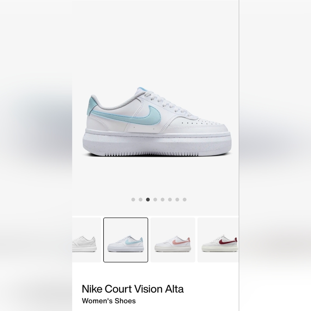 Nike Court Vision Alta White and Light Blue Sneakers Womens